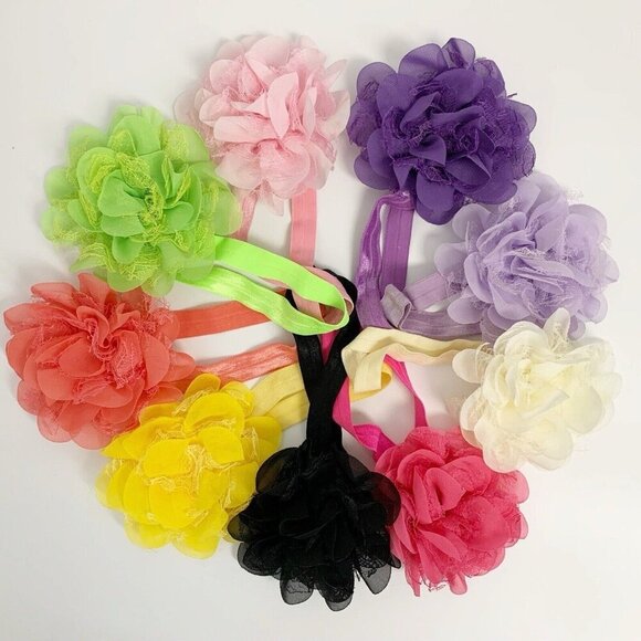 Flower Stretch Multicolor Hairbands For Children Hair Accessoies Pack of 9 - Picture 1 of 15
